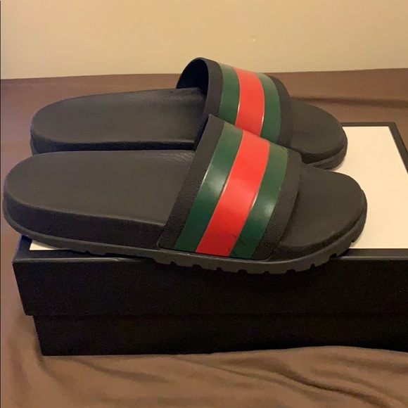 gucci slides black green and red